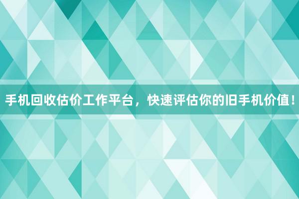 手机回收估价工作平台，快速评估你的旧手机价值！